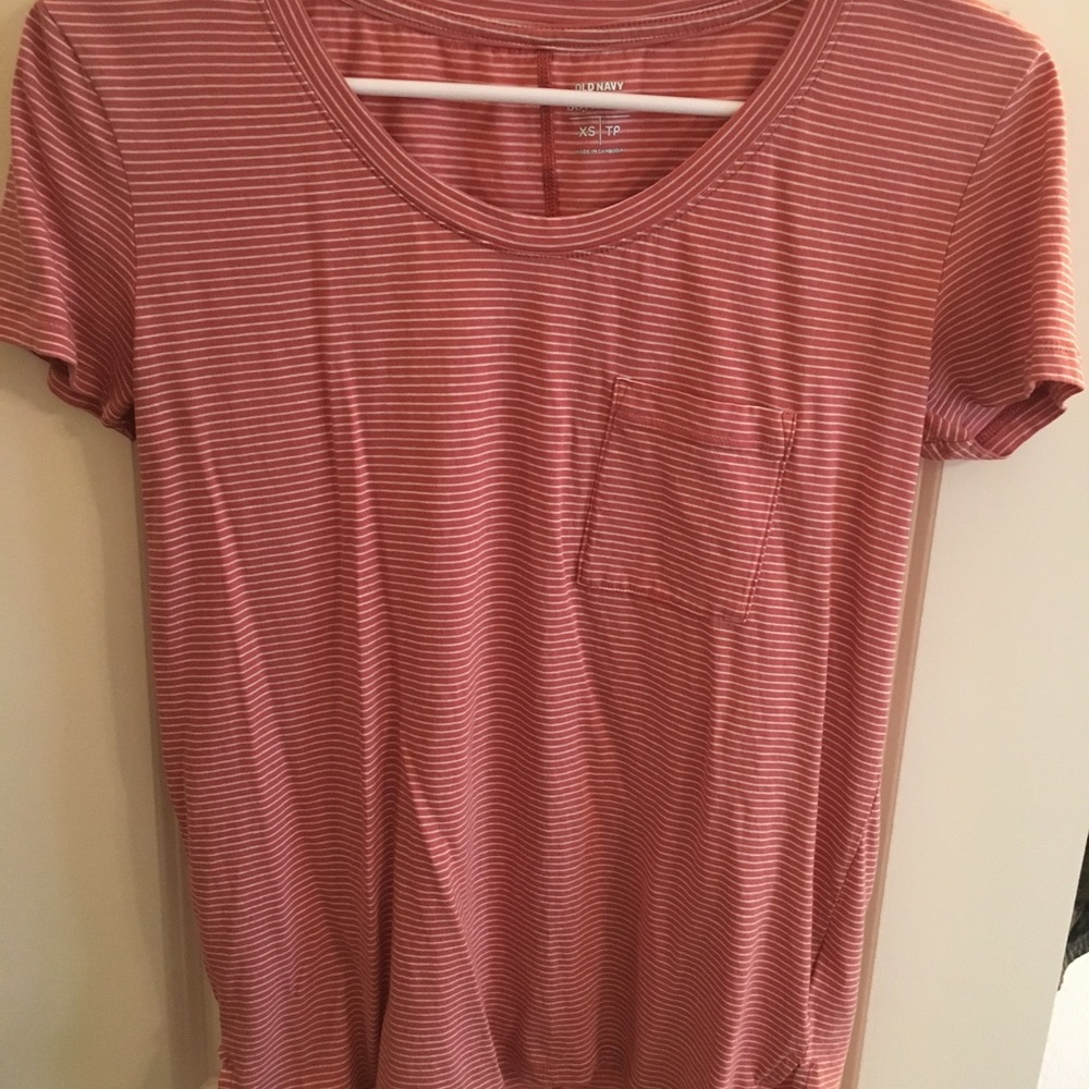 Orange and white striped top